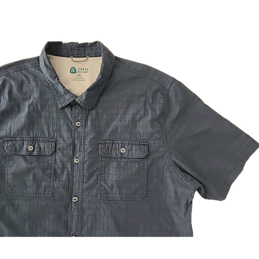 New Sierra Designs Tech Shirt Men's 2XL Navy Short Sleeve Button NWOT Gorpcore